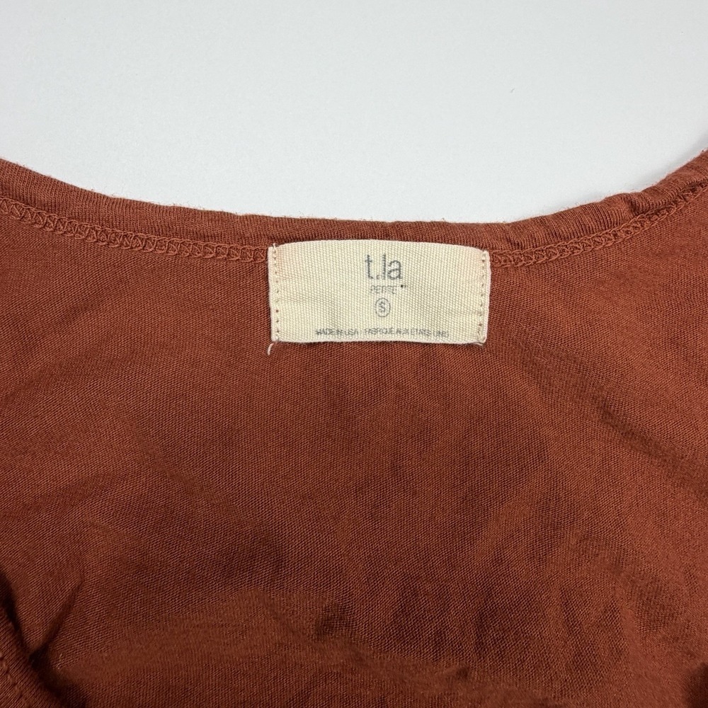 Anthropologie t.la Rust Orange Peplum Top Women's Small Cotton Modal - Picture 2 of 10